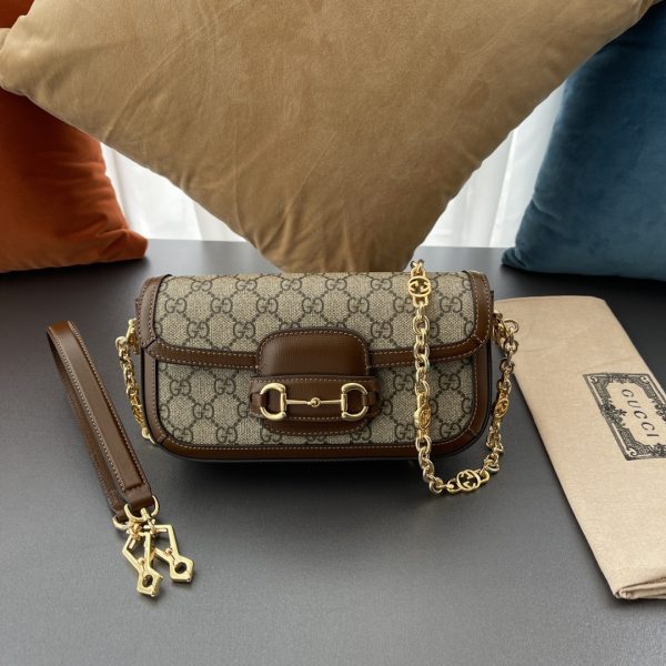 Replica Gucci Horsebit 1955 Shoulder Bag in Black Leather