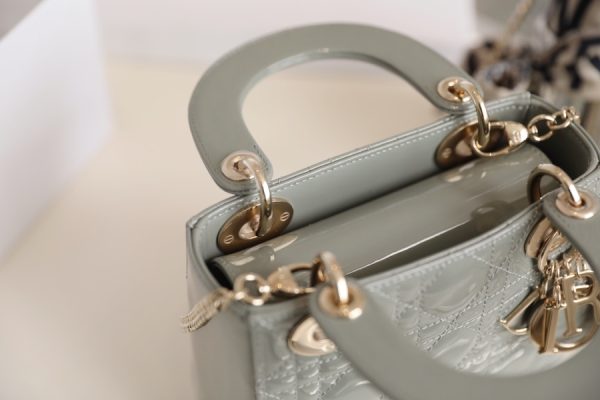 Replica Dior Mini Lady Dior Bag - Cloud Blue Patent Calfskin - Image 3