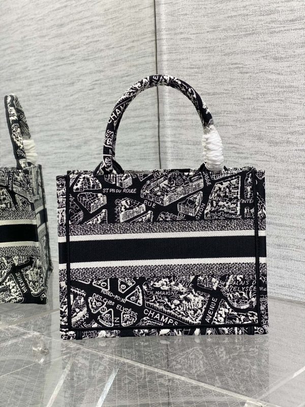 Dior Book Tote Replica – Black & White Paris Embroidery, Large M1265Zomp_M993 - Image 5