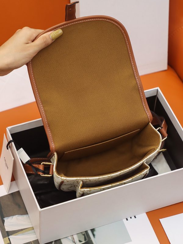 Celine Folco Medium Bag - Triomphe Canvas & Calfskin Replica - Image 4