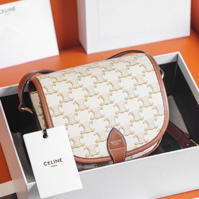 Celine Folco Medium Bag - Triomphe Canvas & Calfskin Replica