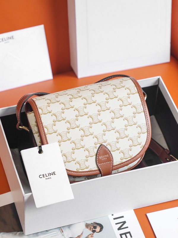 Celine Folco Medium Bag - Triomphe Canvas & Calfskin Replica