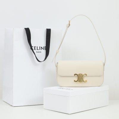 Replica Celine Triomphe Shoulder Bag - Soft Yellow Calfskin