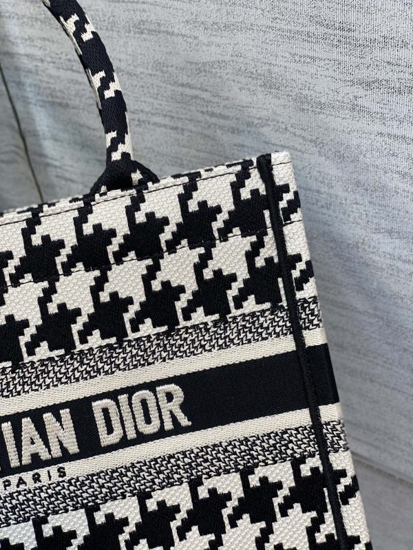 Replica Dior Book Tote - Black Houndstooth Embroidery M1296Ztqt_M911 - Image 7