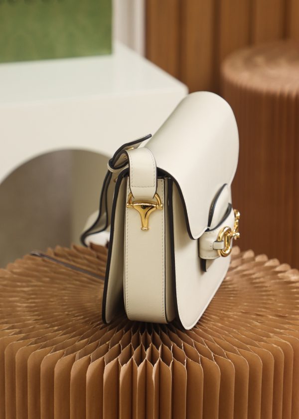 Replica Gucci Horsebit Shoulder Bag White Leather 602204 - Image 5