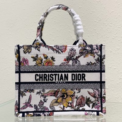 Dior Book Tote Replica - White Jardin Botanique Embroidery
