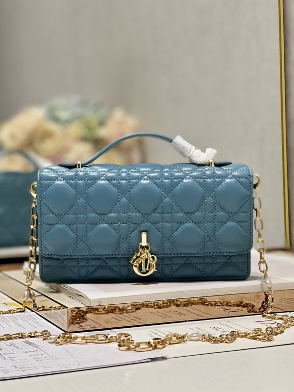 Replica Dior Mini Bag: Peacock Blue Cannage Lambskin