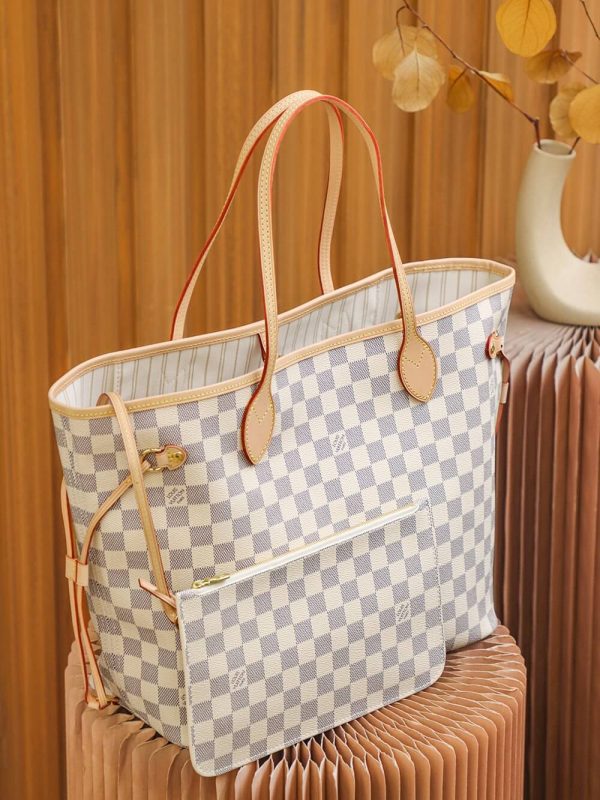 Replica LV Damier Azur Neverfull Tote White PM/MM/GM - Image 7