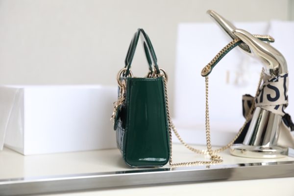 Replica Dior Mini Lady Dior Bag - Emerald Green Patent Calfskin - Image 5