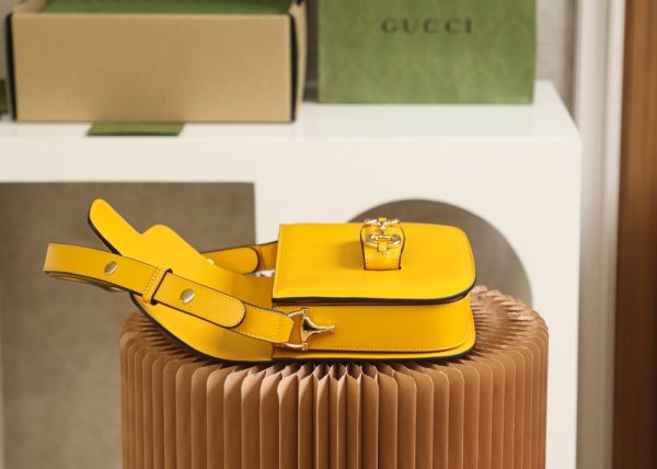 Gucci Horsebit 1955 Shoulder Bag - Yellow Leather Replica - Image 2