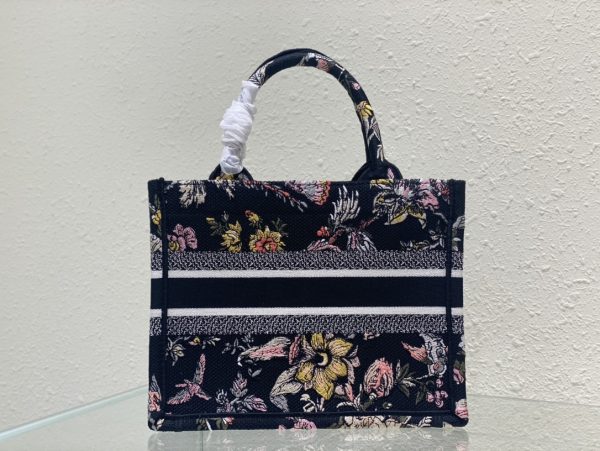 Replica Dior Book Tote: Black & Multicolor Botanique Embroidery - Image 8