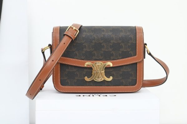 Black Celine Teen Triomphe Replica Bag - Canvas & Calfskin - Image 5