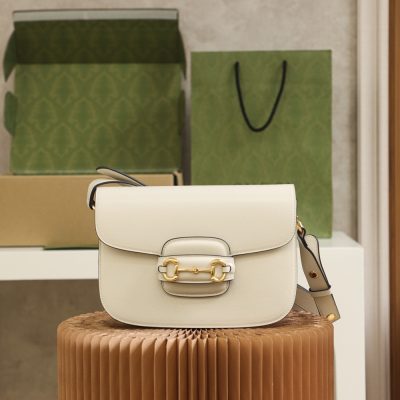 Replica Gucci Horsebit Shoulder Bag White Leather 602204