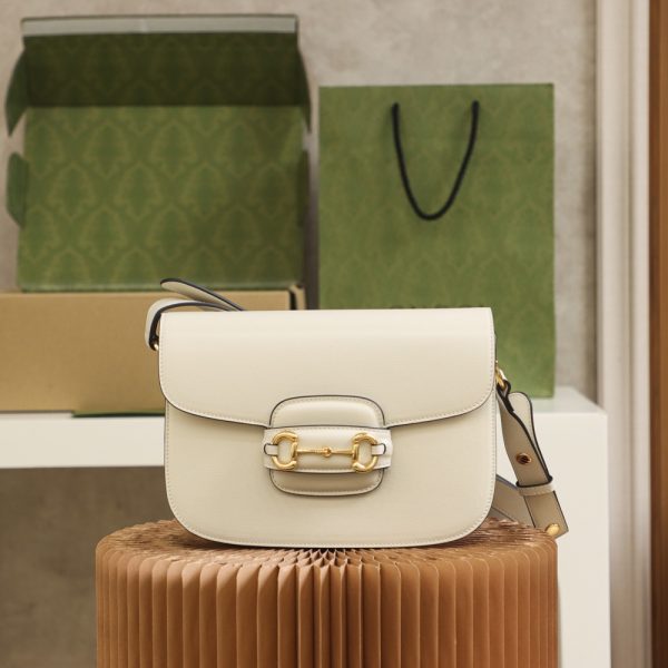 Replica Gucci Horsebit Shoulder Bag White Leather 602204