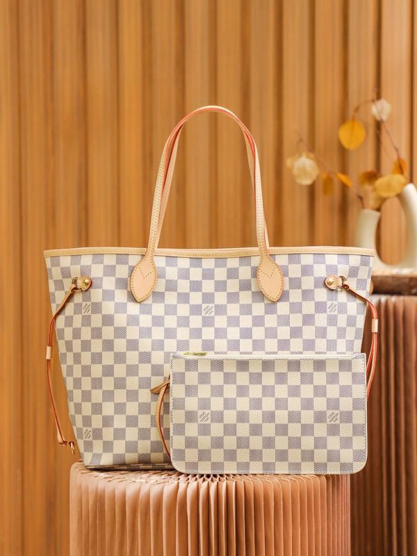 Replica LV Damier Azur Neverfull Tote White PM/MM/GM - Image 9