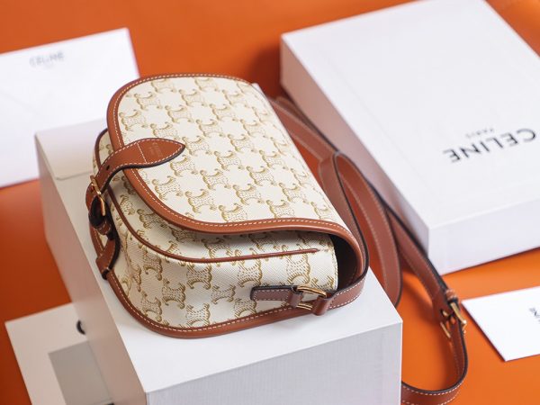 Celine Folco Medium Bag - Triomphe Canvas & Calfskin Replica - Image 2