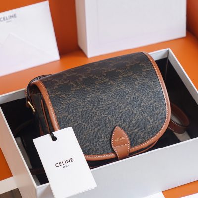 Celine Medium Triomphe Canvas & Calfskin Replica Folco Bag