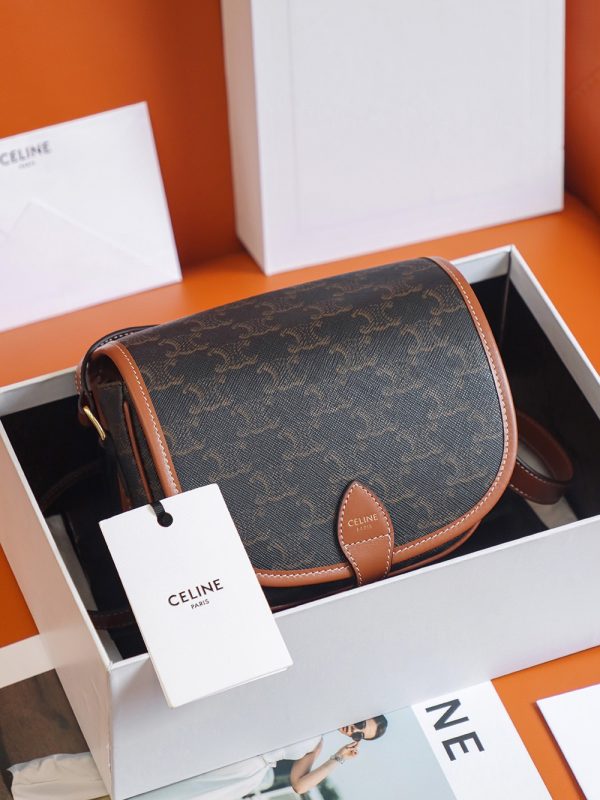 Celine Medium Triomphe Canvas & Calfskin Replica Folco Bag