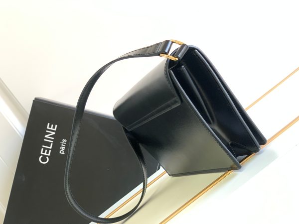 Celine Trapeze Triomphe Bag – Black Shiny Calfskin Replica - Image 5