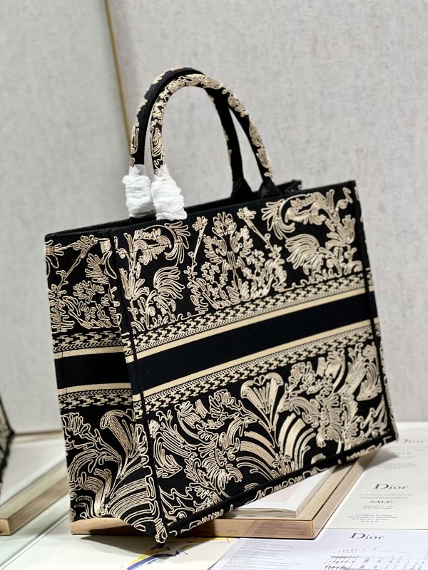 Replica Dior Book Tote – Black & White Cornely Embroidery - Image 6