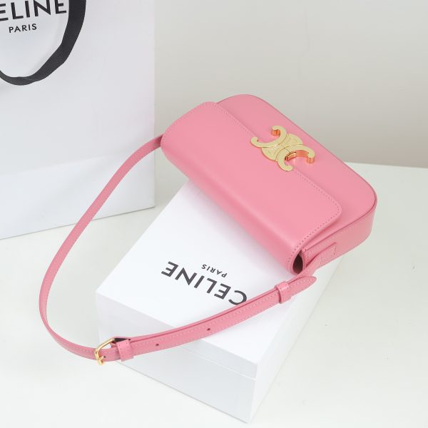 Replica Celine Triomphe Shoulder Bag - Shiny Calfskin Pink - Image 3
