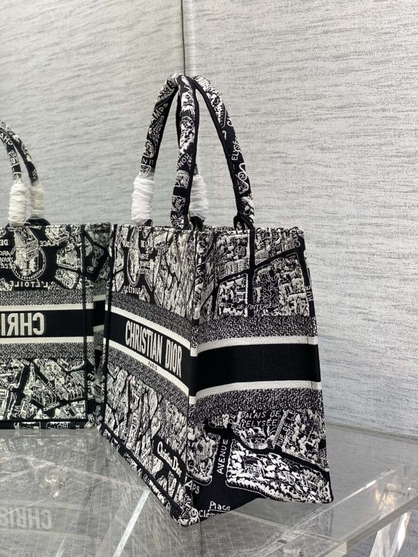 Replica Dior Book Tote - Black & White Paris Embroidery - Image 5