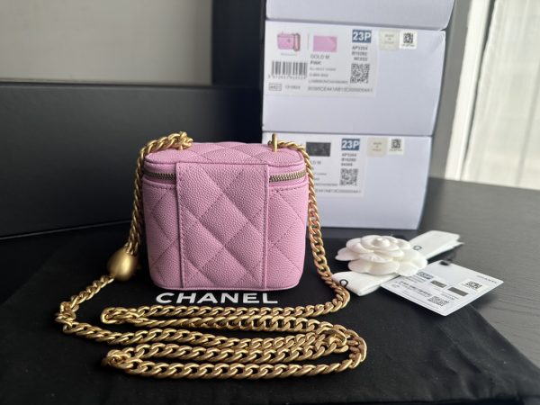 Replica Chanel Pink Calfskin Clutch with Chain & Gold Accents AP3203 - Image 7