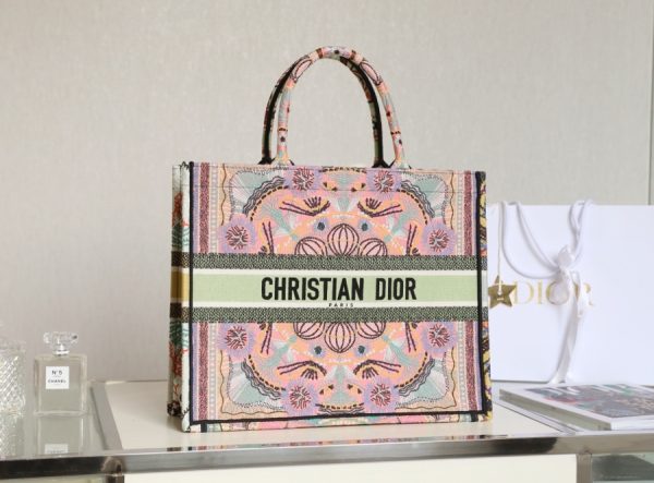 Replica Dior Book Tote: Large Powder Pink Jardin Magique Embroidery