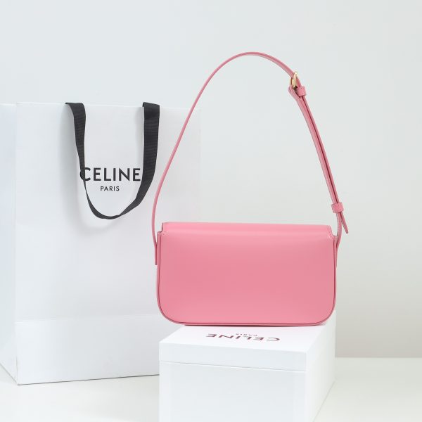 Replica Celine Triomphe Shoulder Bag - Shiny Calfskin Pink - Image 6