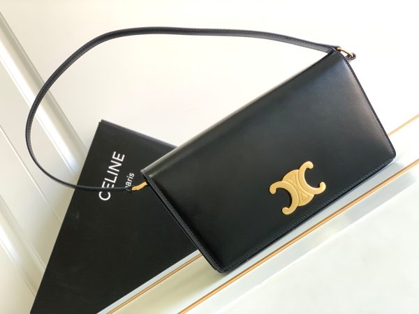 Celine Trapeze Triomphe Bag – Black Shiny Calfskin Replica