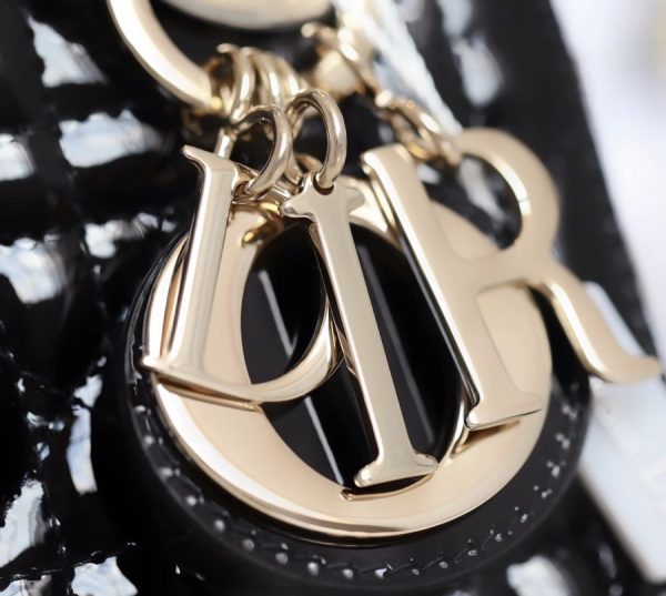 Black Patent Mini Lady Dior Replica Bag – Cannage Calfskin Design - Image 3