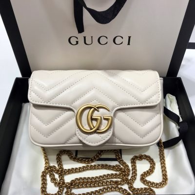 Replica Gucci GG Marmont Super Mini Bag in White