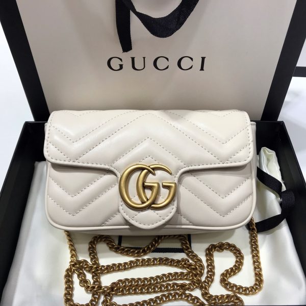 Replica Gucci GG Marmont Super Mini Bag in White