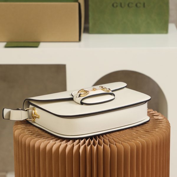 Replica Gucci Horsebit Shoulder Bag White Leather 602204 - Image 4