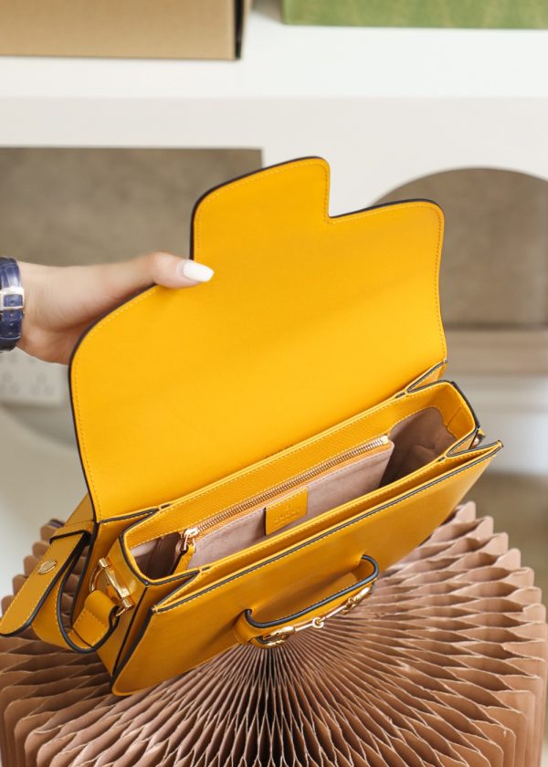 Gucci Horsebit 1955 Shoulder Bag - Yellow Leather Replica - Image 5