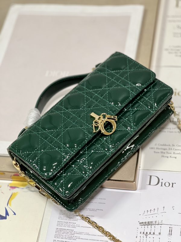Replica Dior Miss Mini Bag in Rose Pine Green Patent - Image 4
