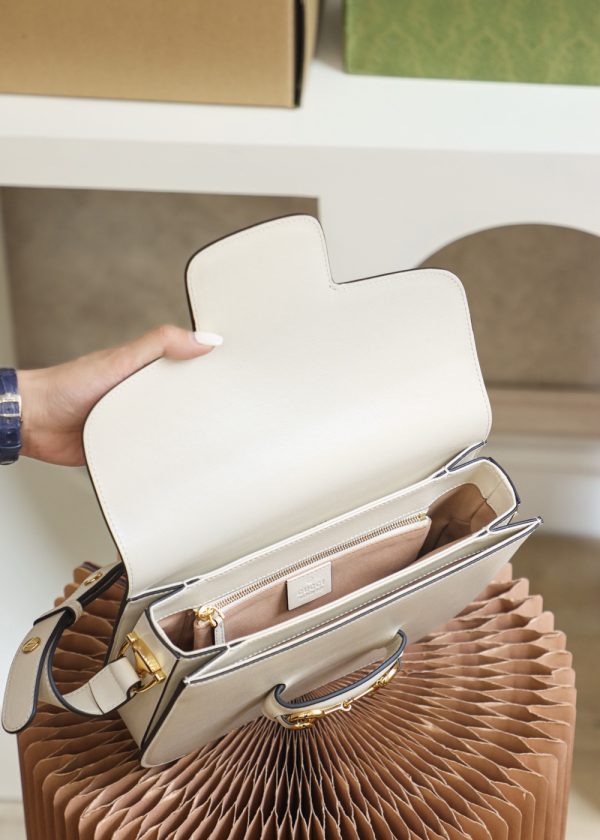 Replica Gucci Horsebit Shoulder Bag White Leather 602204 - Image 7