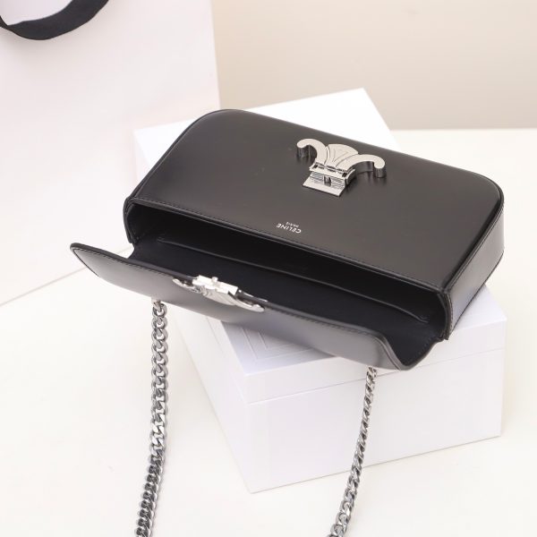 Celine Triomphe Replica Shoulder Bag - Shiny Calfskin Silver - Image 2