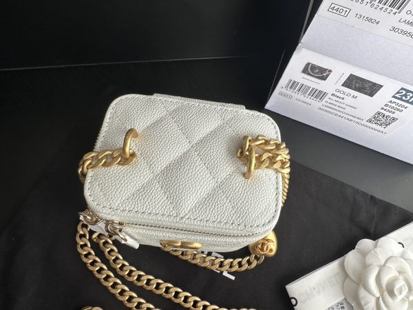 White Replica Chanel Clutch with Chain & Gold-Tone Metal - Image 6