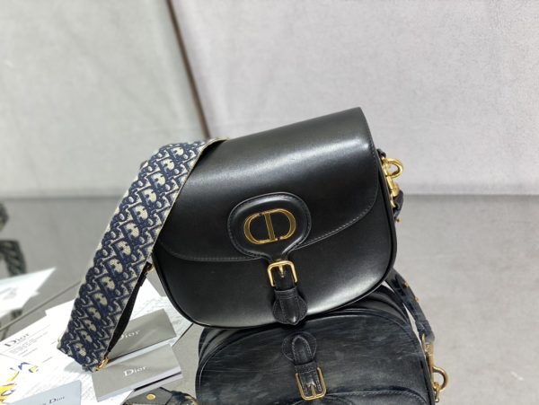 Replica Dior Bobby Bag Black Box Calfskin, Blue Oblique Strap M9320Ubby_M911