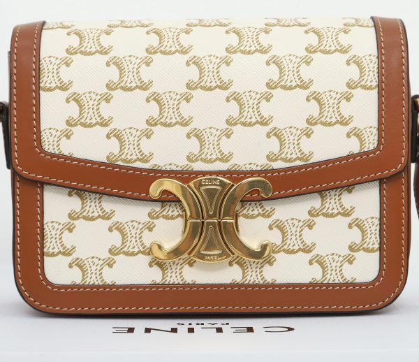 Replica Celine Teen Triomphe Bag - White Canvas & Calfskin - Image 6