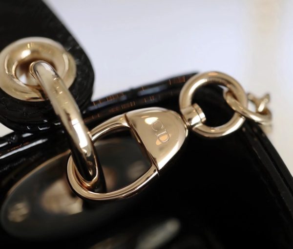 Black Patent Mini Lady Dior Replica Bag – Cannage Calfskin Design - Image 7