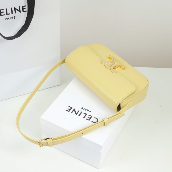 Replica Celine Triomphe Calfskin Shoulder Bag - Yellow Shine - Image 2