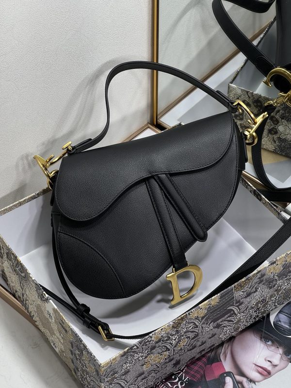 Replica Dior Saddle Bag - Black Grained Calfskin M0455Cbaa_M900
