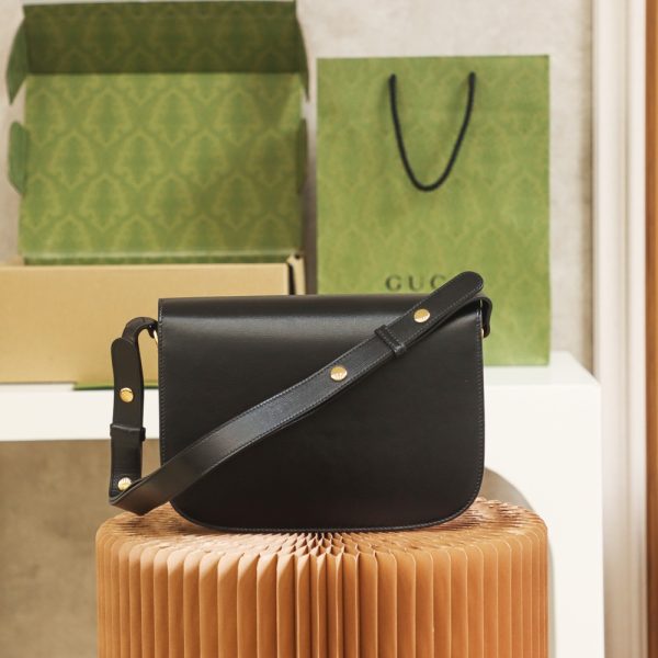 Gucci Horsebit 1955 Replica Shoulder Bag – Black Leather - Image 2