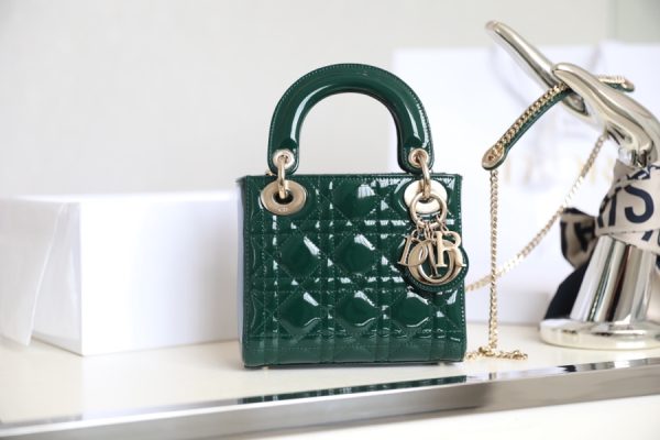 Replica Dior Mini Lady Dior Bag - Emerald Green Patent Calfskin - Image 8