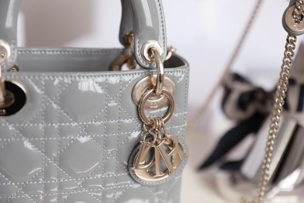 Replica Dior Mini Lady Dior Bag - Cloud Blue Patent Calfskin - Image 6