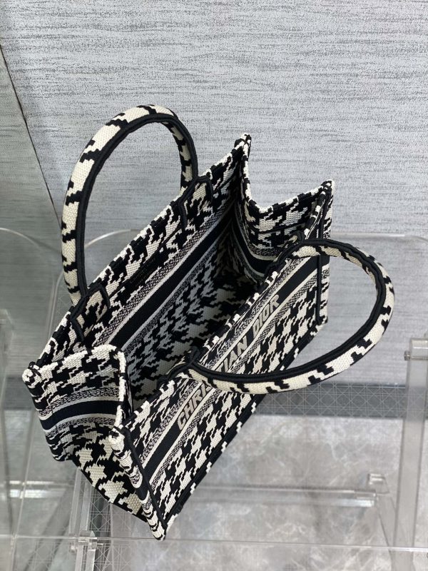 Replica Dior Book Tote - Black Houndstooth Embroidery M1296Ztqt_M911 - Image 3