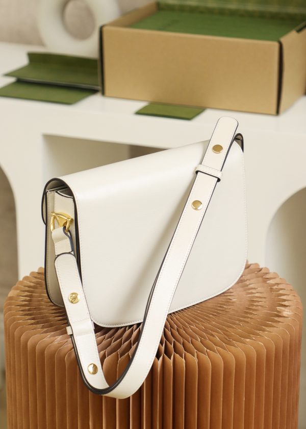 Replica Gucci Horsebit Shoulder Bag White Leather 602204 - Image 8