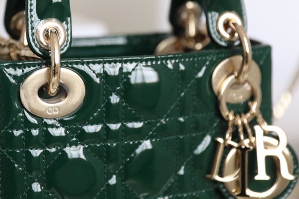 Replica Dior Mini Lady Dior Bag - Emerald Green Patent Calfskin - Image 3